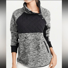 Abercrombie Fitch Sherpa Fleece Pullover Women's S Quilted Snap Neck Gorpcore