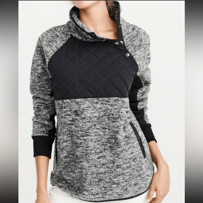 Abercrombie & Fitch Henley Snap-Up Fleece Pullover Sweater Sz S Hiking Outdoor