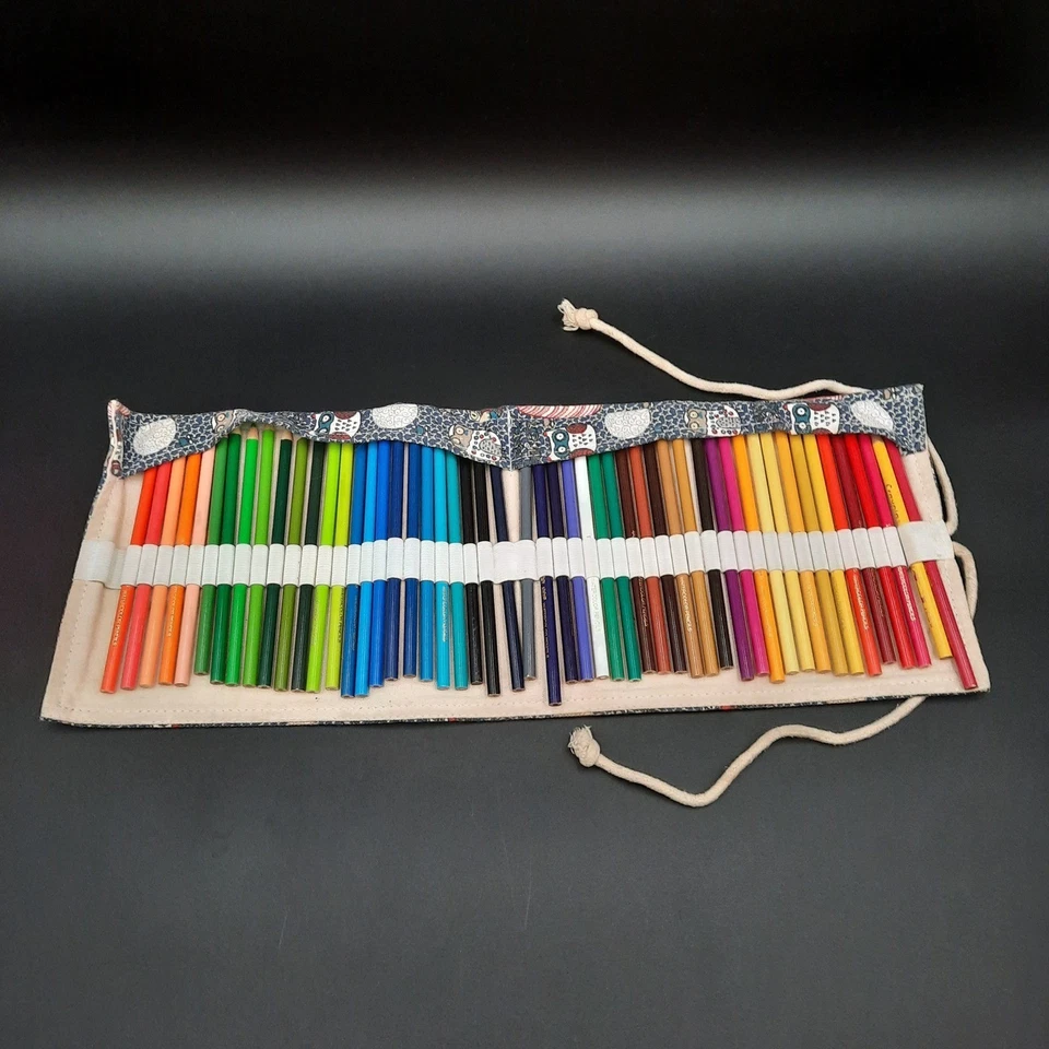 Estuche enrollable para lápices de acuarela con impresión de búho suministros de arte bolsa organizadora Foto 3 de 4