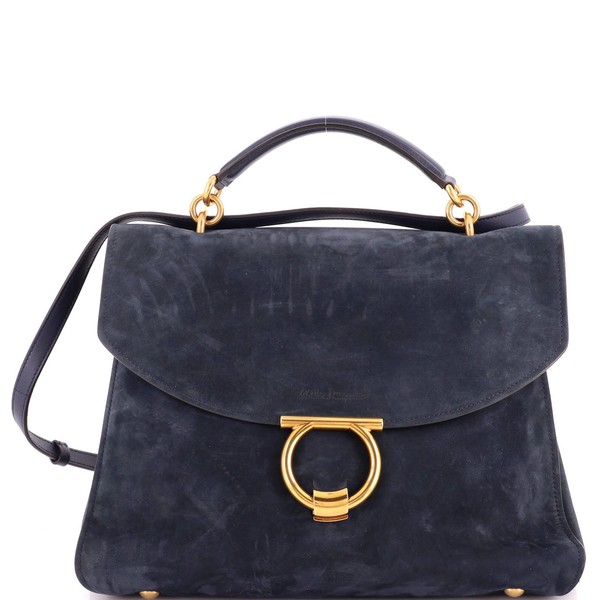 Salvatore Ferragamo Margot Satchel Suede Large