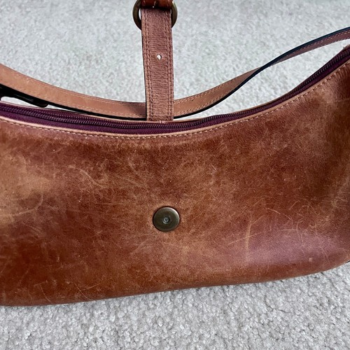 Vintage Brown Genuine Leather Baguette Shoulder Bag Made in Brazil Buckle Detail, $35 - Photo 6