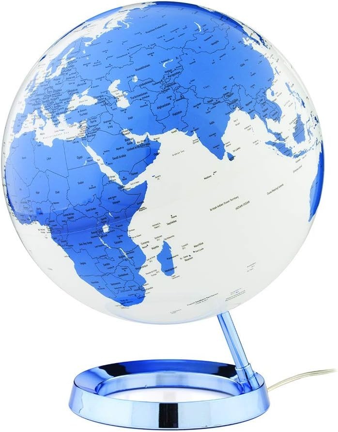 Globe lumineux bleu et blanc Wonday de 25 cm pour bureau