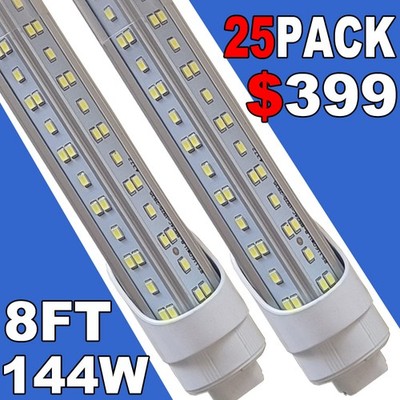 8FT R17D LED Tube Light 2 Pins HO Base T8 Rotatable 144W V Shaped LED Shop Light