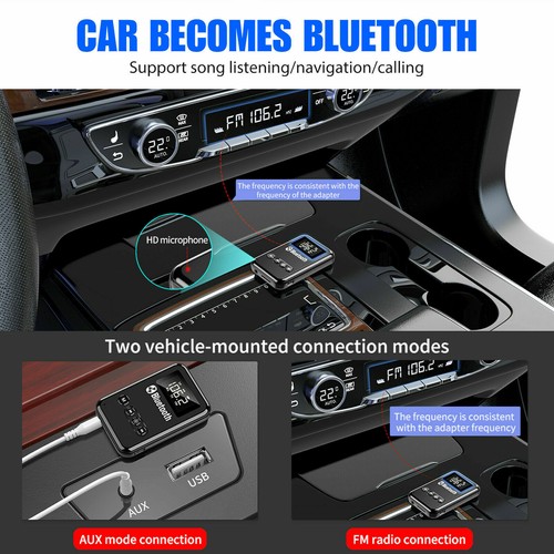 Bluetooth 5.0 FM Transmitter Receiver Wireless Audio Aux Car Adapter TF Reader - Afbeelding 10 van 12