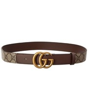 Gucci Gg Supreme Canvas  Leather Belt Women's