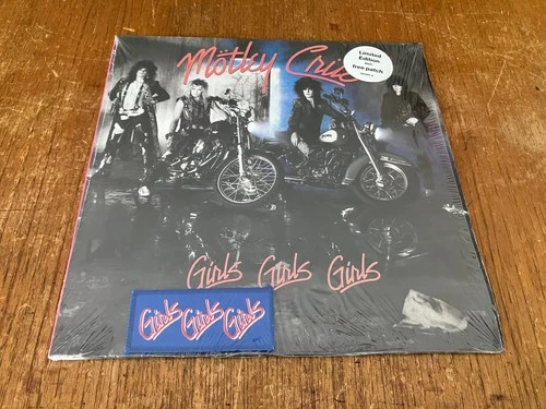 MÖTLEY CRUE Girls Girls Girls 12" Maxi-Single Vinyl w/PATCH + Hype Sticker RARE