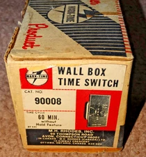 New M.H. Rhodes MARK-TIME #90008 60 Minute HD WALL BOX Time Switch no Hold NOS