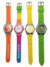 Lot of 4 Quartz Watches w/ Silicone Bands Finesse, Geneva, & Accutime Watch Corp