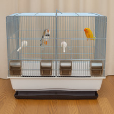 Vogelkäfig beige 54x39x47 cm Wellensittich Vogelbauer Kanarien Käfig 