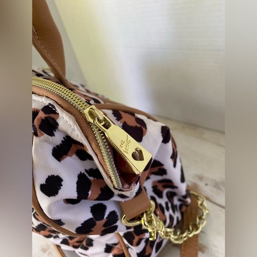 Betsey Johnson leopard print satchel quilted shoulder bag crossbody purse animal - Picture 7 of 16