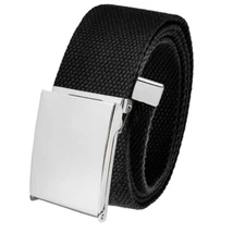 Build A Belt Adult 1.5" Silver Flip Top Buckle with Canvas Web Belt