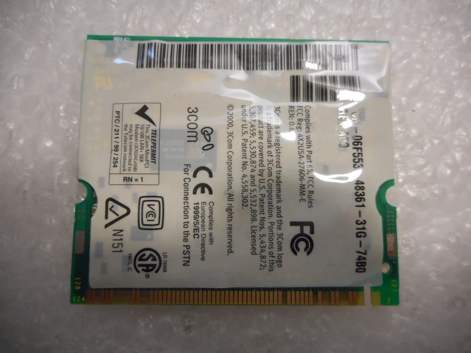 Dell Inspiron 8100 8000 4000 2500 56KB Modem&Network Mini-PCI Card THA01 6F553  - Image 2 of 3