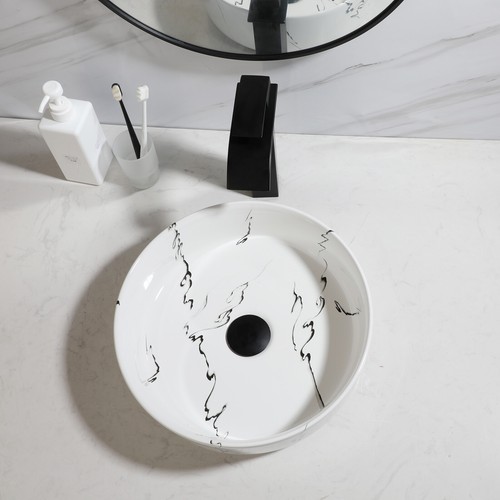 Fregaderos de lavabo de cerámica para baño con grifos mezcladores - Imagen 7 de 7