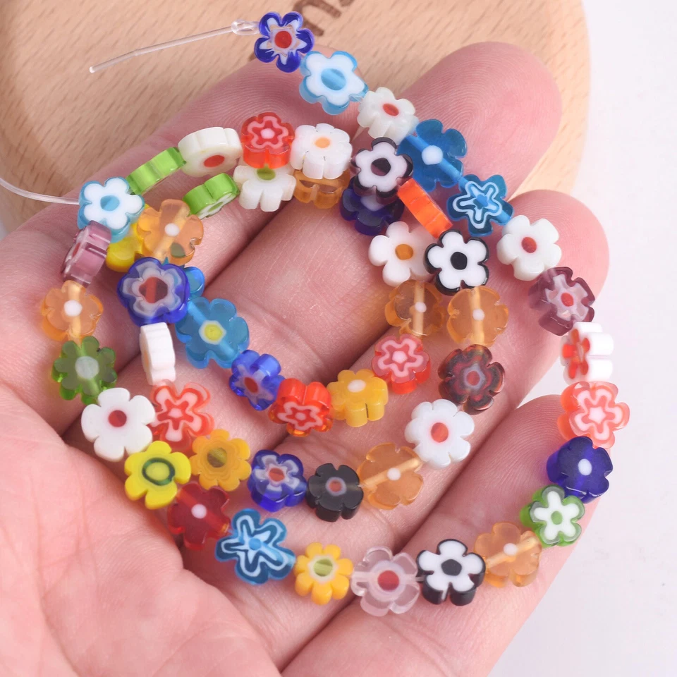 40cm/strand Flower Shape 7mm~9mm Handmade Millefiori Glass Beads For DIY Jewelry - Image 2 of 4