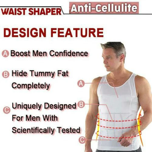 Mens Body Shaper Belly Chest Compression Slimming Shirt Tank Top Abs Girdle Vest - Picture 6 of 56