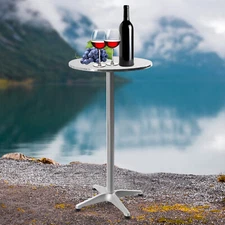Adjustable Height Pub Bar Cocktail Table 360 Swivel Round with Flip-up Table