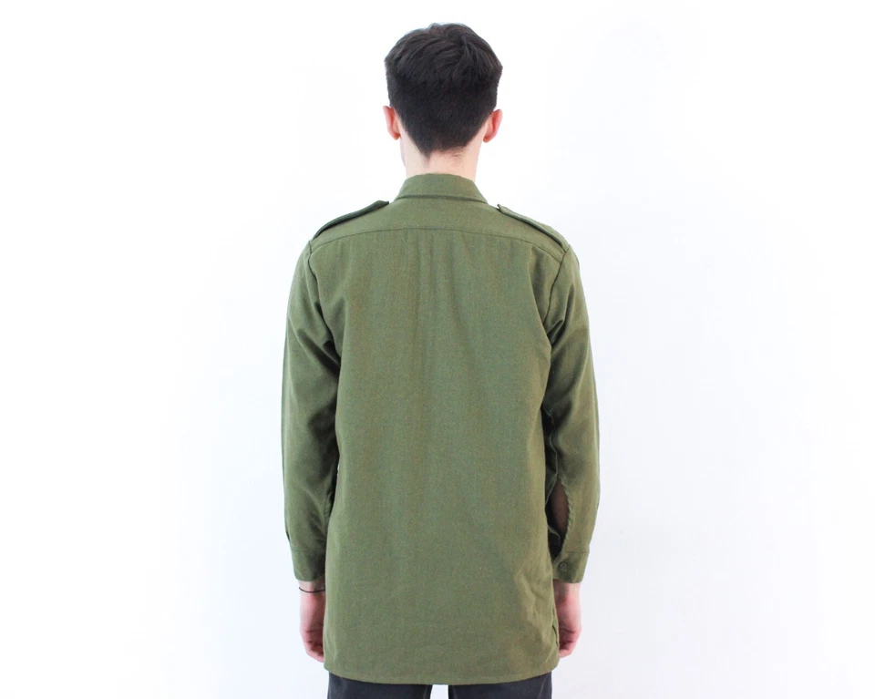 Camisa Ejército Británico Años 70 Hombre S Combate Lana Luz Campo Verde Militar GB REINO UNIDO DE COLECCIÓN Foto 4 de 4