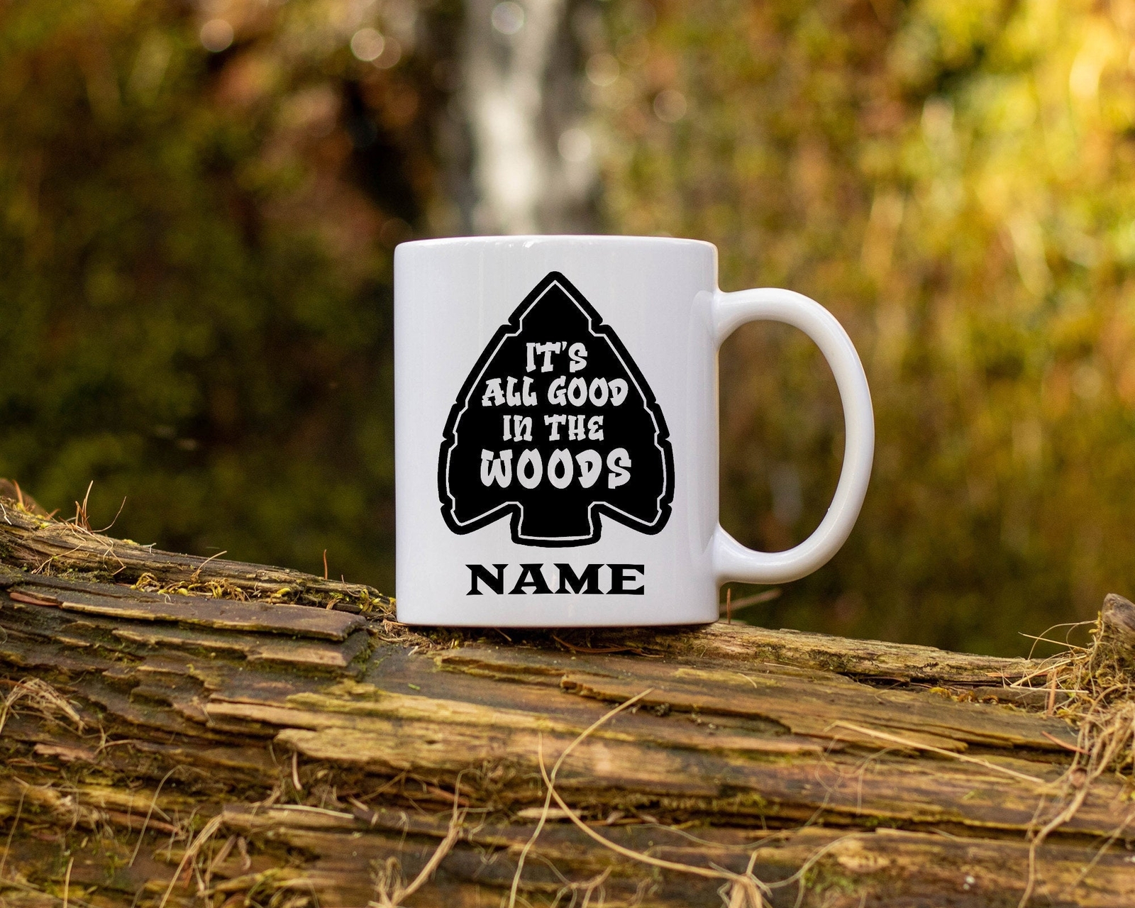 All Good In The Woods Premium Personalized Coffee Mug Or Teacup. Perfect Gift