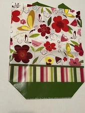 NEW  ~ Floral Print @ Green  Bottom Shopper Beach Gym  Tote Bag ~  14 x 15