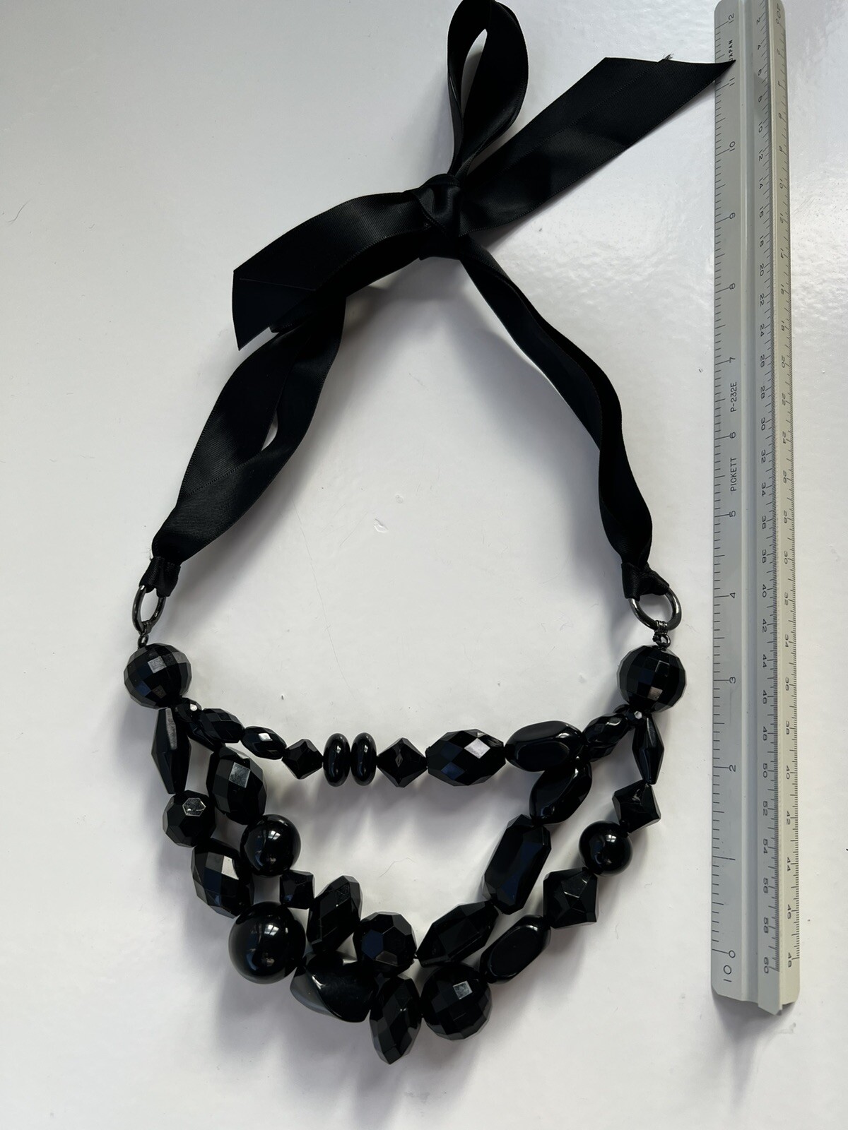 Black Beaded Adjustable Statement Necklace - image 1