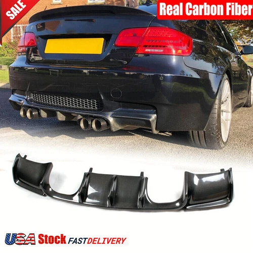 For BMW 3 Series E92 E93 M3 2008-13 Real Carbon Rear Bumper Lip Diffuser Spoiler