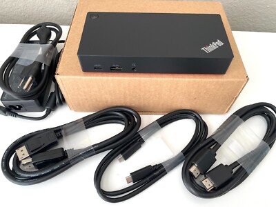 Lenovo ThinkPad USB-C Dock 40AS Gen 2 LDC-G2 40AS0090 US w/ HDMI + DP Cables