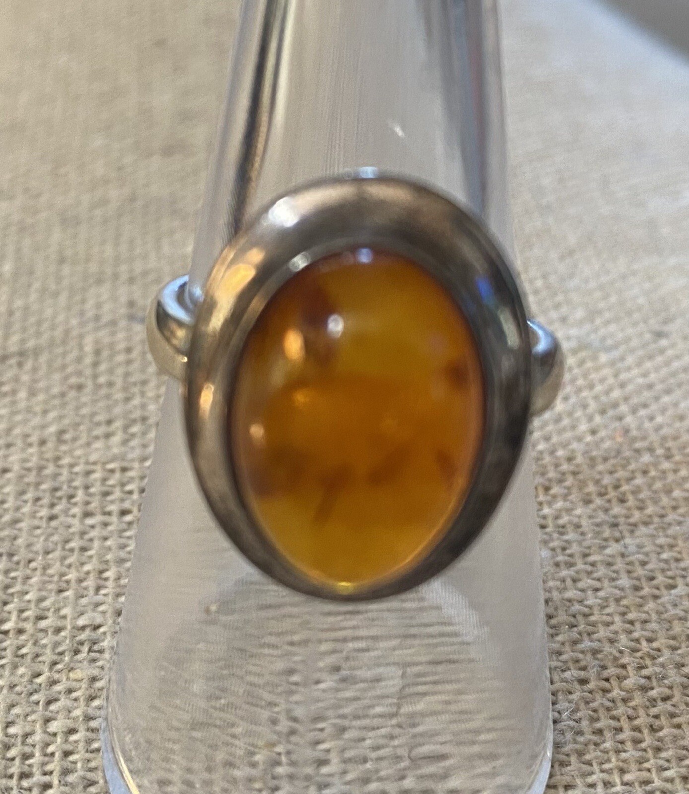Sterling silver Bezel Set Amber ring Solitaire Si… - image 4