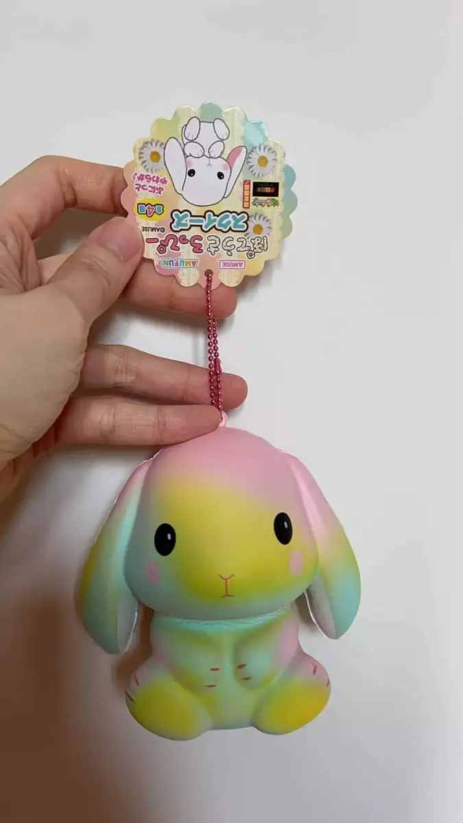 Amuse Pote Usa Loppy Rainbow Color Rabbit Bunny Squishy Plush