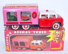 China MF-782 70ties Large CIRCUS ANIMAL LION TRUCK Tin Friction Toy MIB 77 RARE