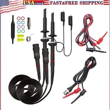 200Mhz Oscilloscope Probes Test Lead Kit with Accessory BNC Male to Mini Grabber