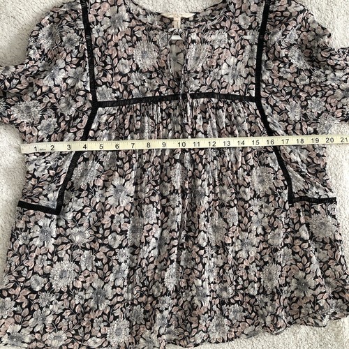 Rebecca Taylor Shirt Womens 4 Lindsay Floral Top Sheer Silk Blend Boho Cottage - Picture 11 of 13