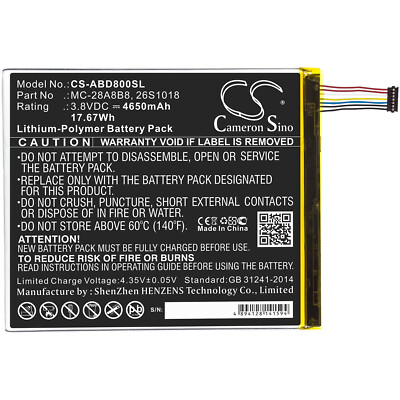 4650mAh Battery For Amazon Kindle Fire HD 8,PR53DC,26S1018,MC-28A8B8,58-000161