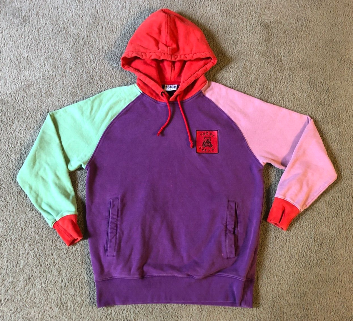 Teddy Fresh Men's Pastel Color Block Hooded Sweatshirt Hoodie