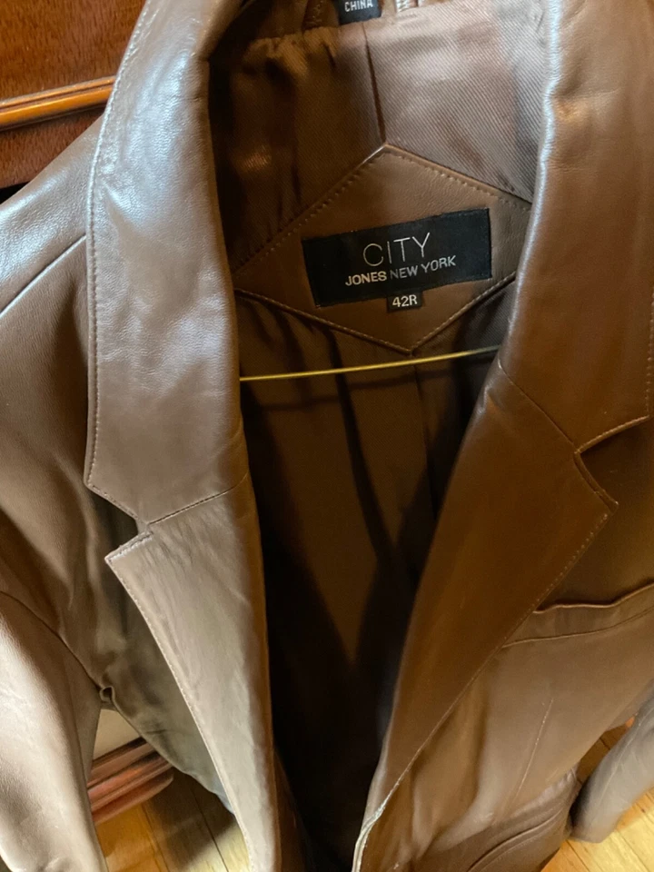 Jones New York 42 Hombre Chaqueta de Cuero Regular Foto 2 de 3