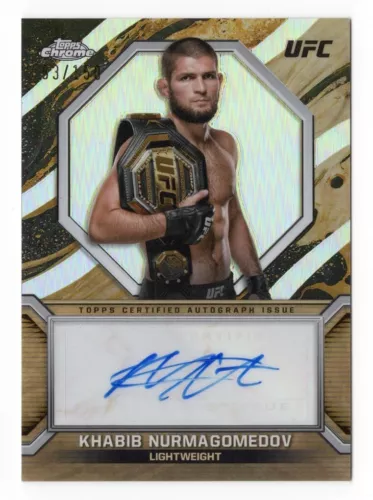 Khabib Nurmagomedov 2024 Topps Chrome UFC REFRACTOR AUTOGRAPH Gold Card #083/150
