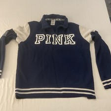 Victoria's Secret PINK 1/4 Zip Pullover Sweatshirt  Blue  Size Small