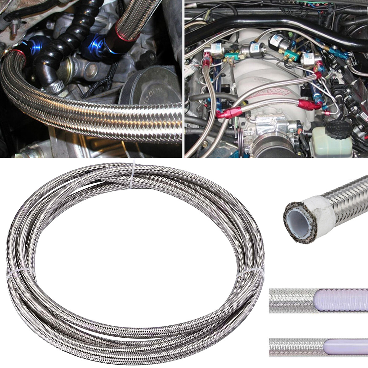 6AN Fuel Line Hose AN6 Braided Durable 5/16"CPE Oil Gas Cooler