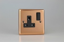 Varilight 1 Gang 13 Amp Double Pole Switched Socket Urban Polished Copper Coated