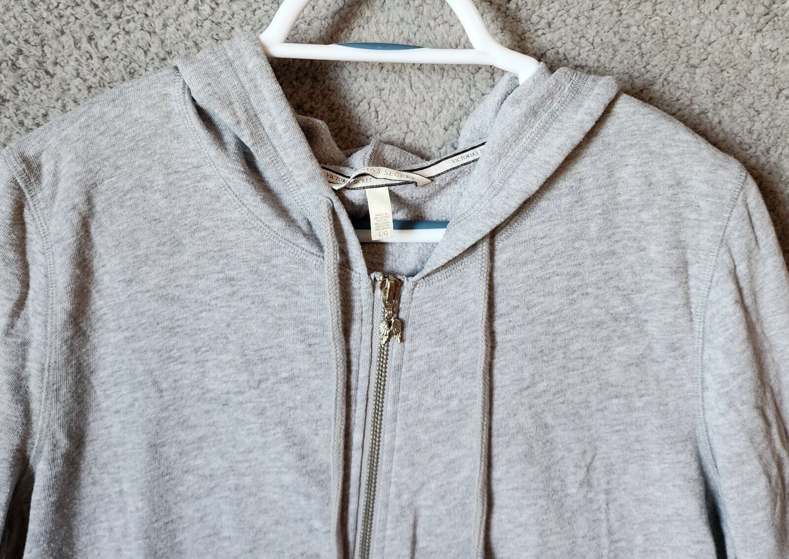 UNDERCOVER Victoria's Secret NYC Angels Felpa con cappuccio e zip da donna paillettes Bling Spellout Grigio L