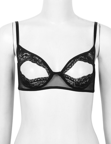 Women Lingerie Soft Sheer Lace Floral Nipple Split Bralette Unlined Bra Tops - 第 9/91 張圖片