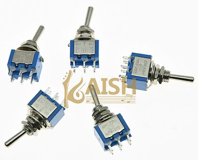 Set of 10 Blue Guitar Toggle Switches DPDT 6 Pin 3 Way ON/OFF/ON Mini ...