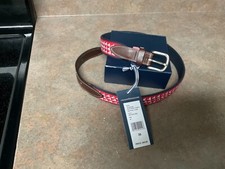 Boys Vineyard Vines Nautical Flag Leather  Fabric Belt Size 30 CON74 