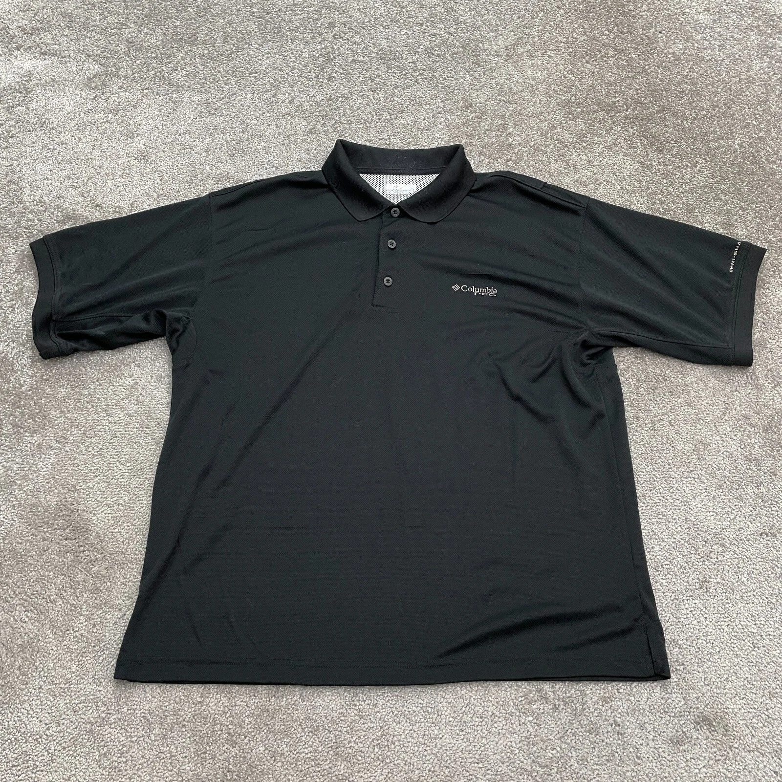 Columbia PFG Omni Shade Perfect Cast Polo Shirt Mens Black Fishing Outdoor Top