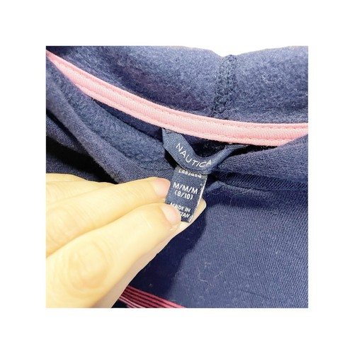 Nautica Girls Fleece Logo Navy. Blue Pull Over. Hoodie M 8-10 - Picture 4 of 4
