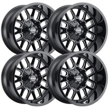 Set-4 Mayhem Cogent 20x10 5x1275x139.7 -19mm Black Milled Wheels Rims 20 Inch