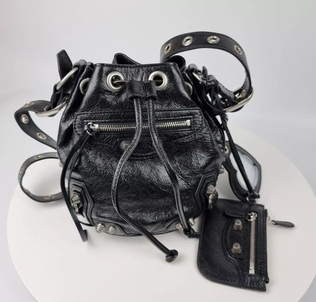 Vie Ged Underholdning Balenciaga XS Le Cagole Black Leather Bucket Bag New | eBay