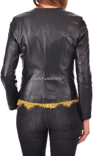 Women's Casual Wear Genuine Lambskin Real Leather Jacket Black Western Soft  Coat