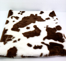 Unbranded Home White Brown Cow Print Faux Fur 18x18 in Throw Pillow Cover 1 Pc