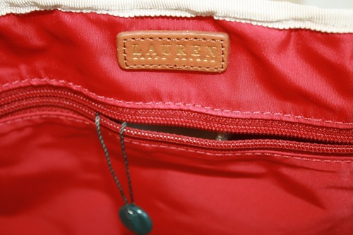 NIBox RALPH LAUREN Red Fabric Tote Shopper Bag Folds Up for Travel - Picture 6 of 9