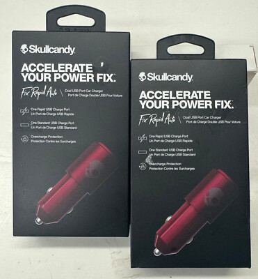 2/$25.99 Skullcandy ''Fix Rapid Auto'' Dual USB Port Car Charger (S7FCZ-M723)(RED)
